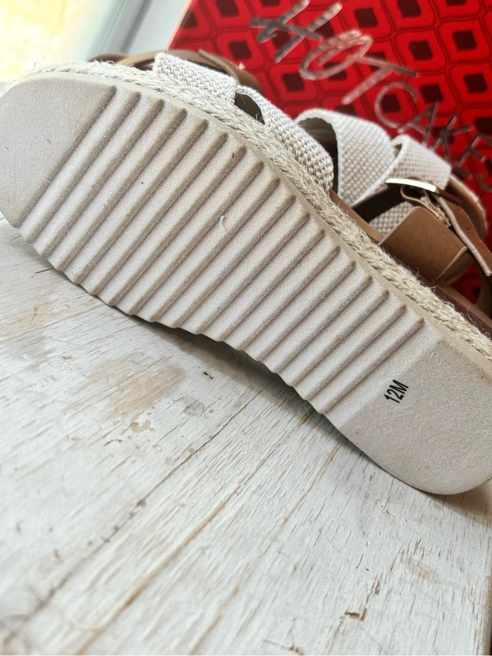 Hot Cakes Cream Woven Espadrille Sandals with Tan Ankle Strap